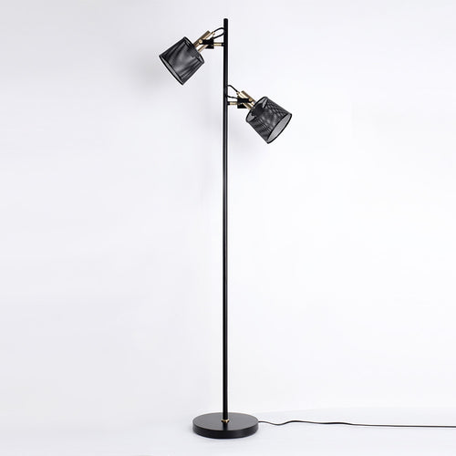 Lampadaire vintage à double tête en métal noir Priam