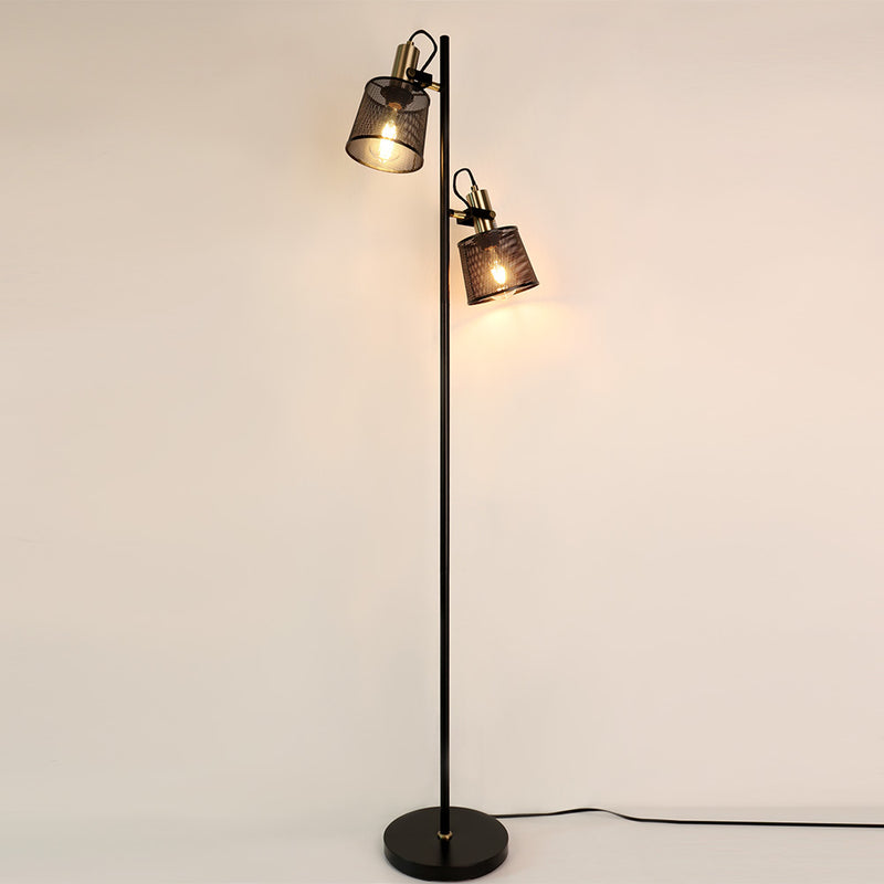 Floor lamp vintage black metal double head Priam