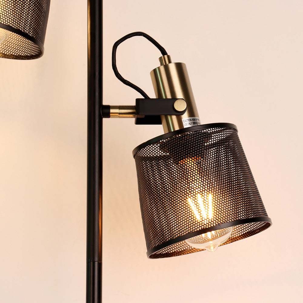 Lampadaire vintage à double tête en métal noir Priam - vue 6 sur 11