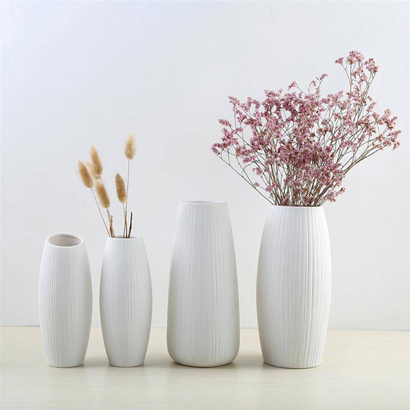 Jarrón de cerámica design blanco minimalista