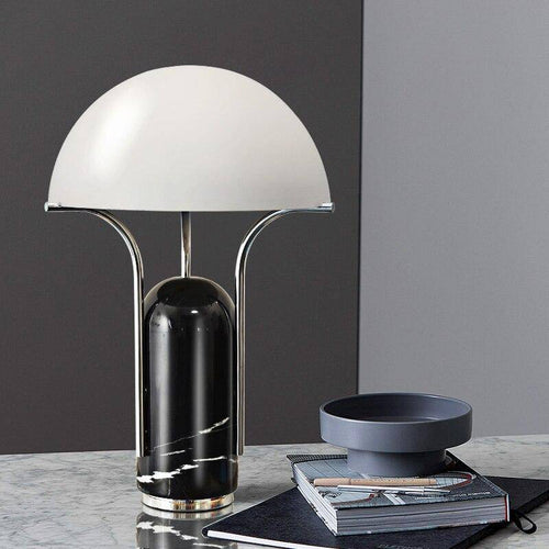Lampe à poser design LED en métal et marbre style Mushroom