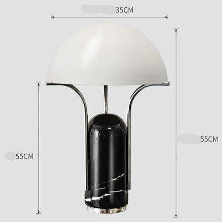 Lampe à poser design LED en métal et marbre style Mushroom