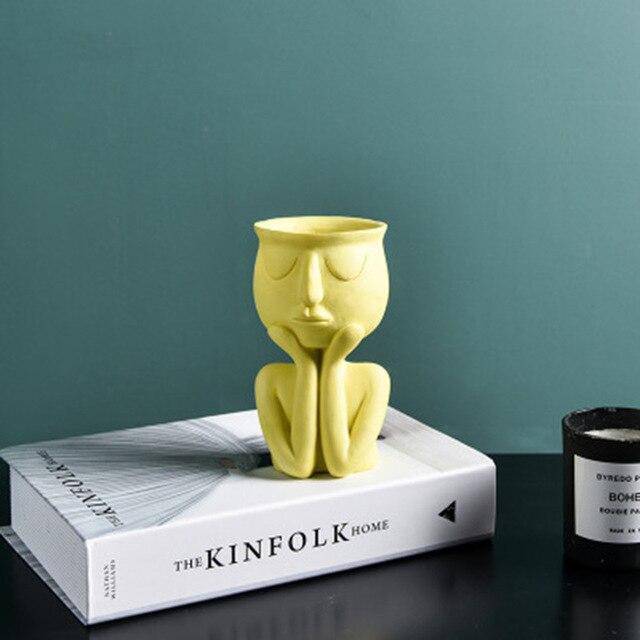 Creative coloured resin statue vase
