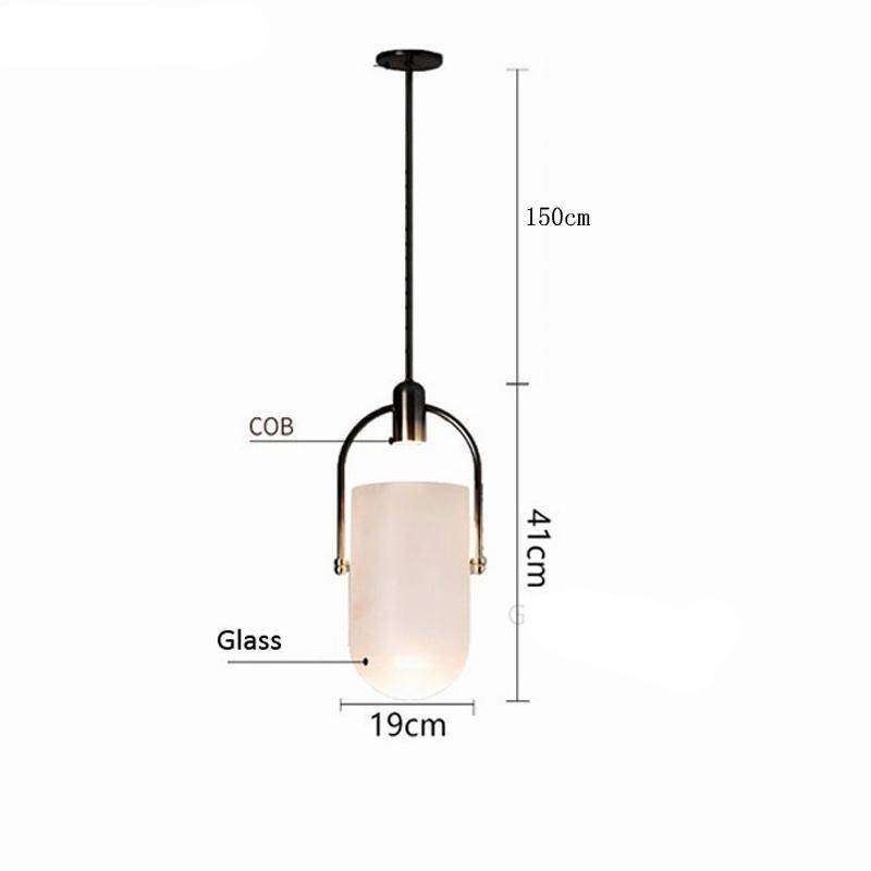 Suspension design LED en métal avec abat-jour arrondi en verre Luxury