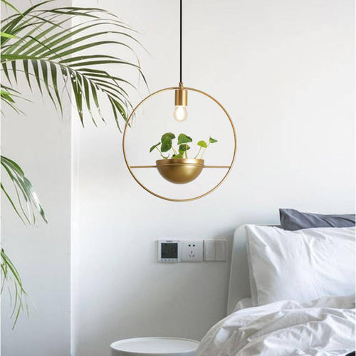 Suspension design LED avec anneau doré et métal et demi-sphère Luxury
