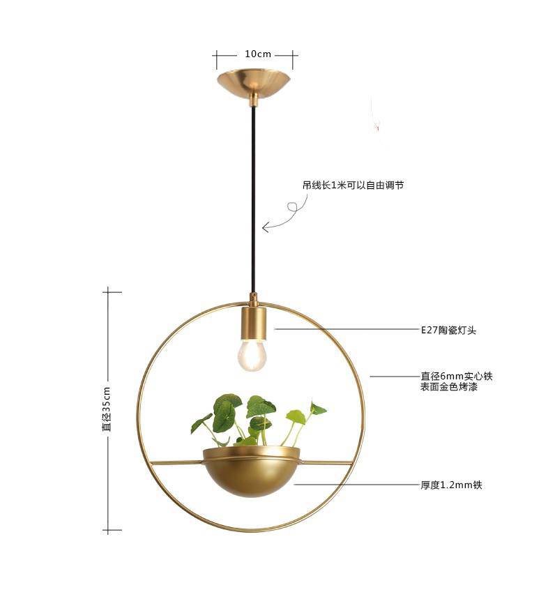 Suspension design LED avec anneau doré et métal et demi-sphère Luxury