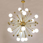 Lustre design LED doré avec plusieurs boule en verre Creative