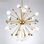 Lustre design LED doré avec plusieurs boule en verre Creative