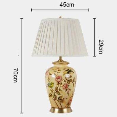 Lampe à poser LED en céramique jaune avec abat-jour blanc style Japonais - vue 3 sur 2