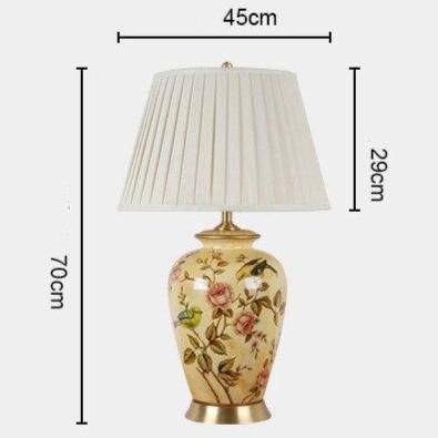 Yellow ceramic LED table lamp with lampshade white Japanese style
