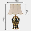 Lampe à poser en céramique LED avec abat-jour blanc style Japonais