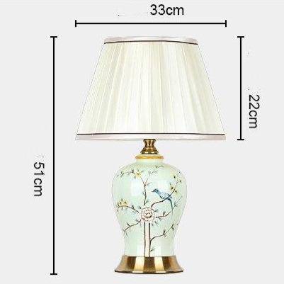 Ceramic and flower LED table lamp with lampshade white Japanese style