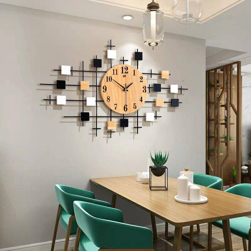 Design wall clock in wood and squares Home