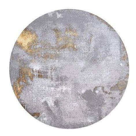 Round design carpet grey with gold spots Thick B