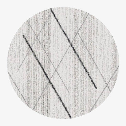 Tapis moderne rond gris aux traits noirs Floor