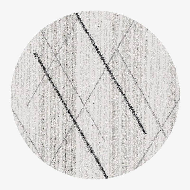 Alfombra redonda moderna de color gris con líneas negras Suelo