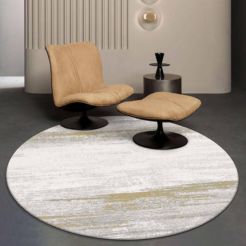 Tapis moderne rond blanc et doré style abstrait Floor