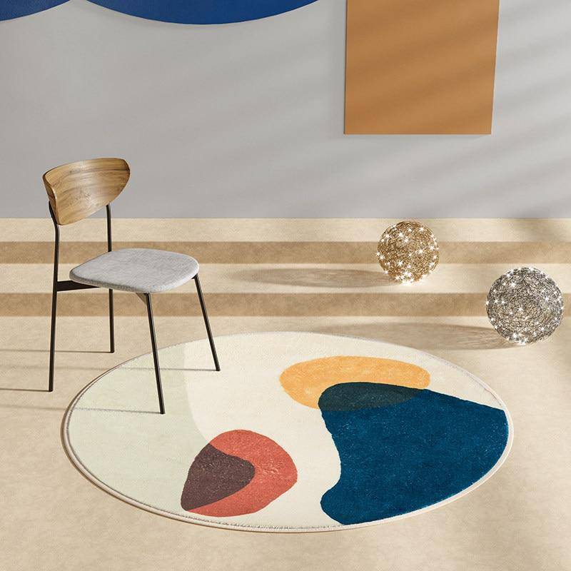 Tapis rond moderne coloré style Fluffy A