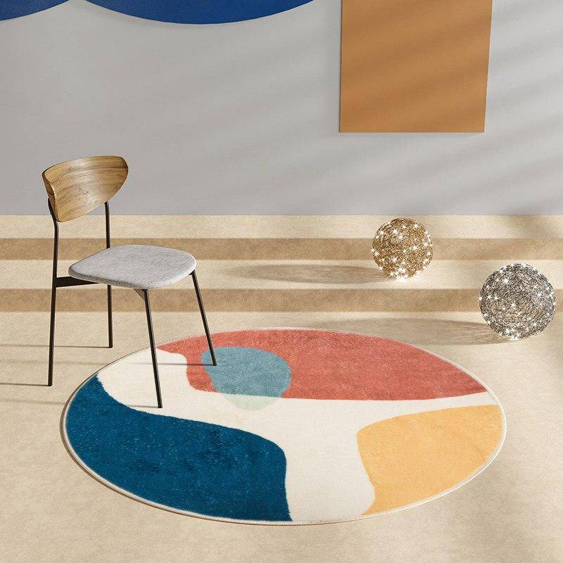 Tapis rond moderne coloré style Fluffy B