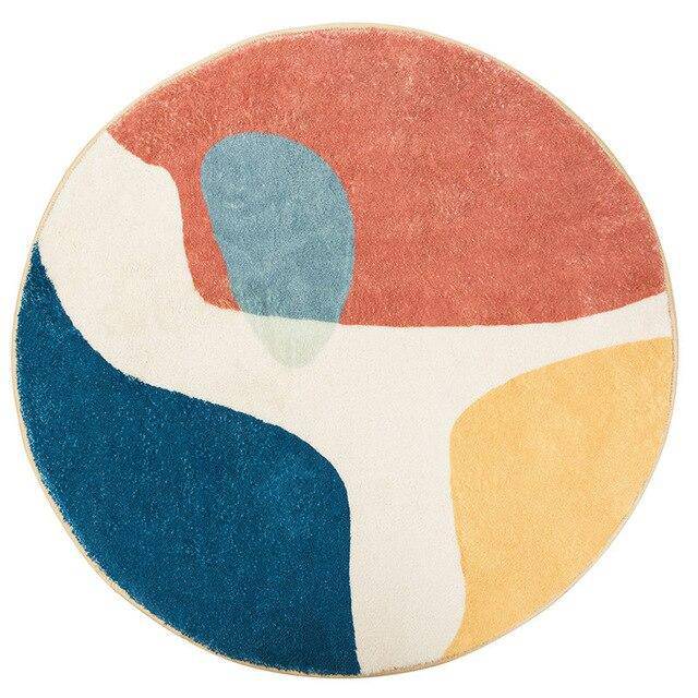 Tapis rond moderne coloré style Fluffy B