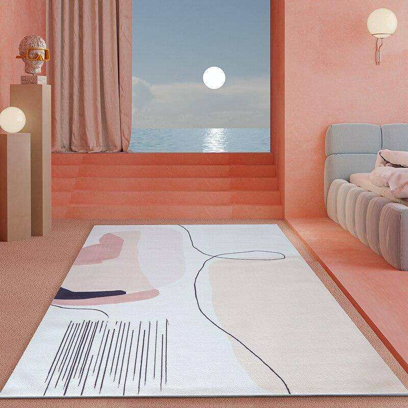 Tapis moderne rectangle blanc et beige style Nordic design - vue 4 sur 6