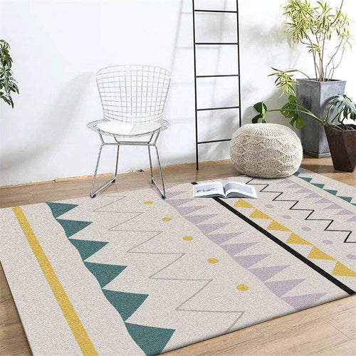 Scandinavian style coloured rectangle carpet