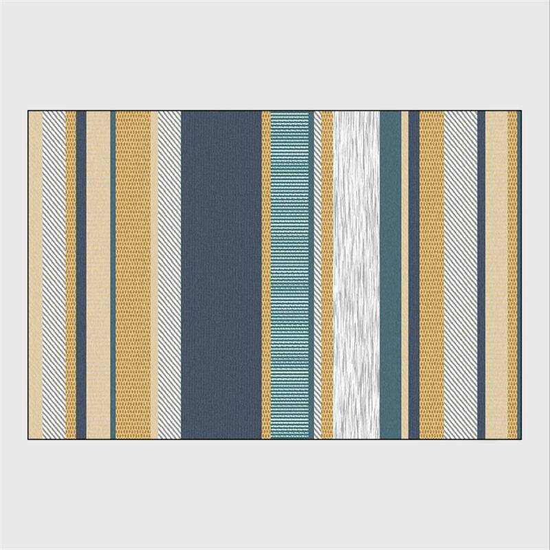 Modern rectangle carpet with yellow and blue stripes