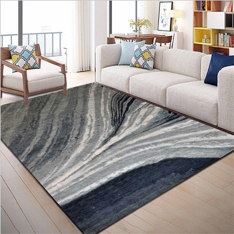 Grey rectangle carpet with abstract lines