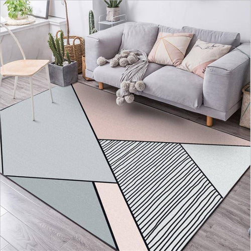 Rectangular carpet grey and pink geometric style