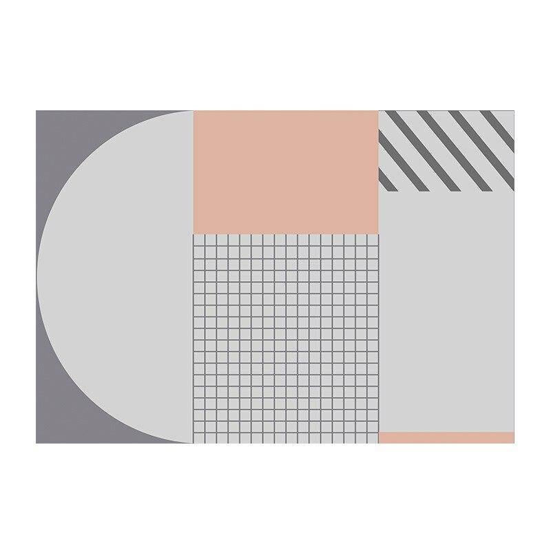 Rectangular carpet with geometric pattern in artistic grey
