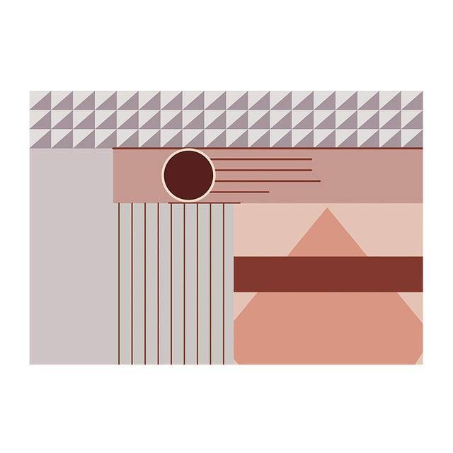 Tapis rectangle à motifs géométriques roses artistique - vue 3 sur 3