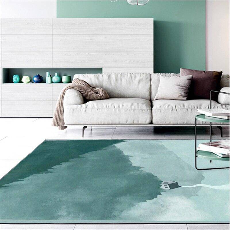Lake green abstract rectangle design carpet