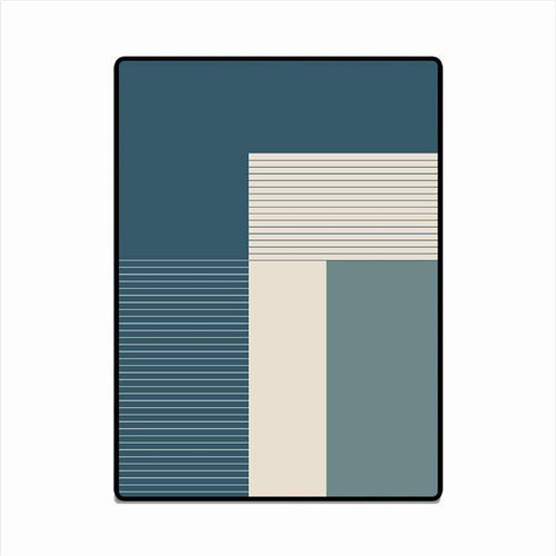 Tapis rectangle moderne design aux formes géométriques bleues