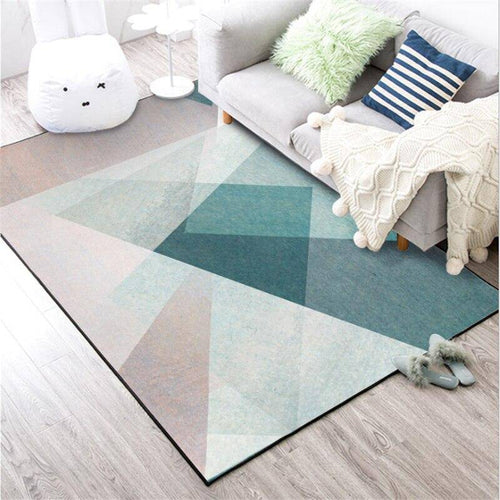 Pink and blue geometric rectangle carpet