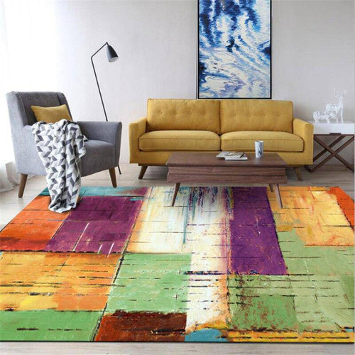 Mosaic coloured rectangle carpet