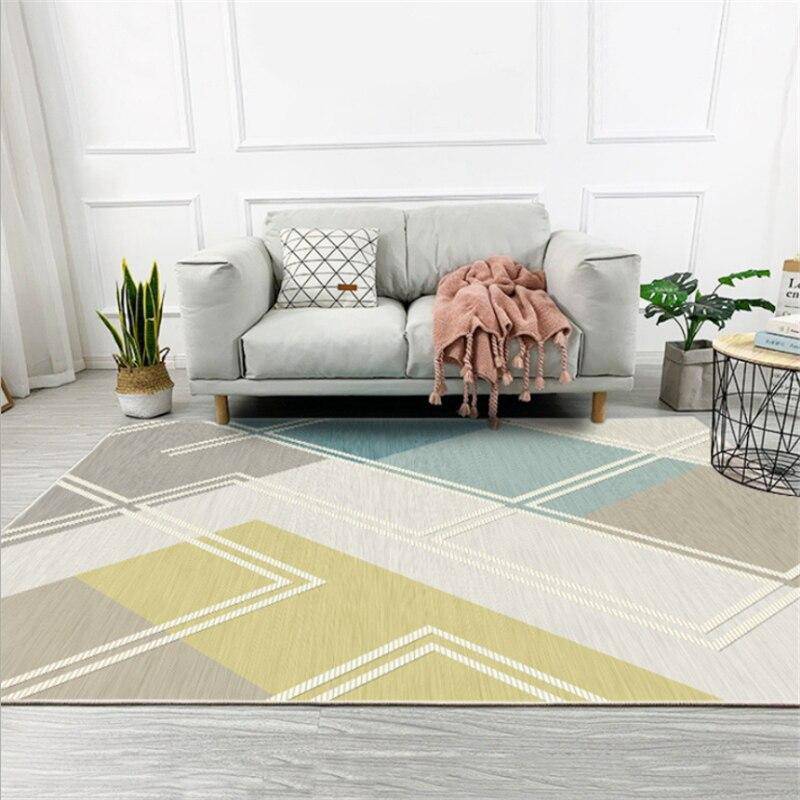 Tapis rectangle géométrique aux couleurs pastels - vue 3 sur 5