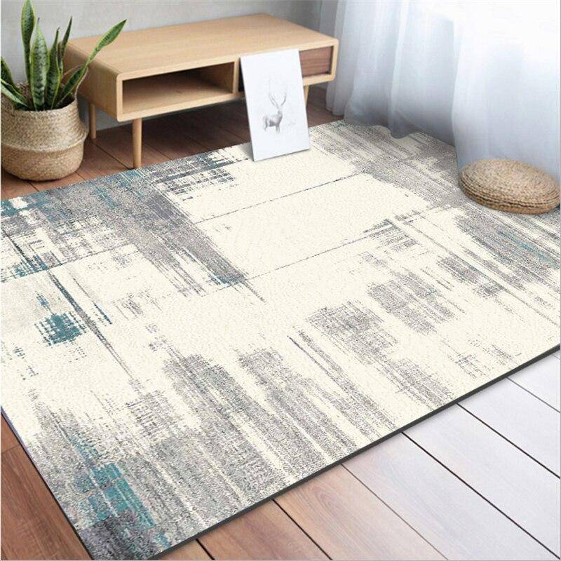 Tapis vintage rectangle gris et blanc Area