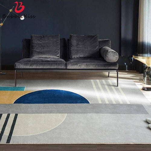 Rectangular japanese design carpet with coloured geometrical shapes Door A