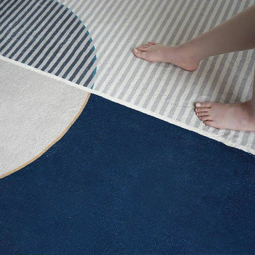 Rectangular japanese design carpet with coloured geometrical shapes Door B