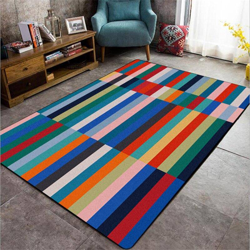 Tapis rectangle bandes multicolores European