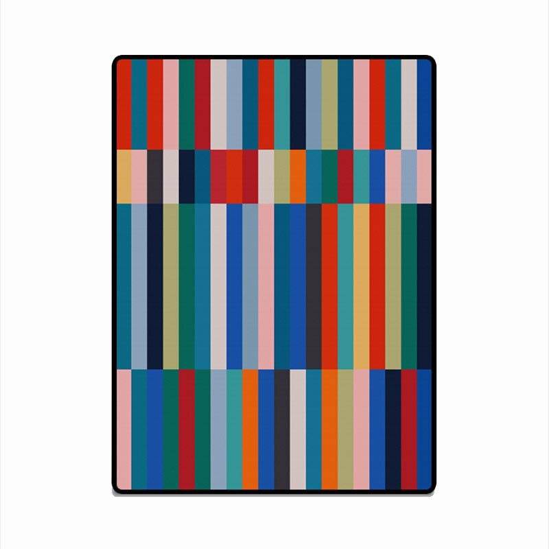 Alfombra rectangular con rayas multicolores europea