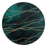 Tapis moderne rond vert et doré style abstrait