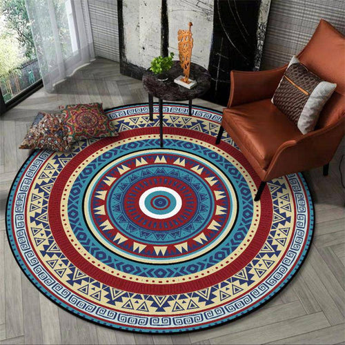Round carpet with multicoloured patterns Bohemia