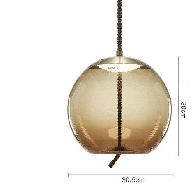 pendant light Scandinavian design in smoked glass and rope