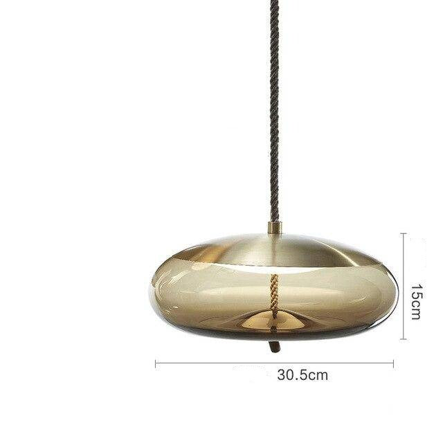 Lámpara de suspensión design Vidrio ahumado escandinavo y cuerda