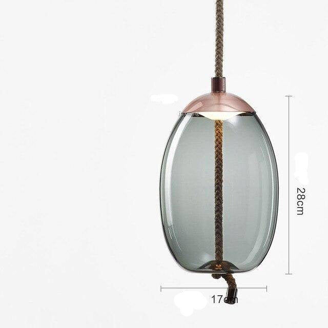Lámpara de suspensión design Vidrio ahumado escandinavo y cuerda