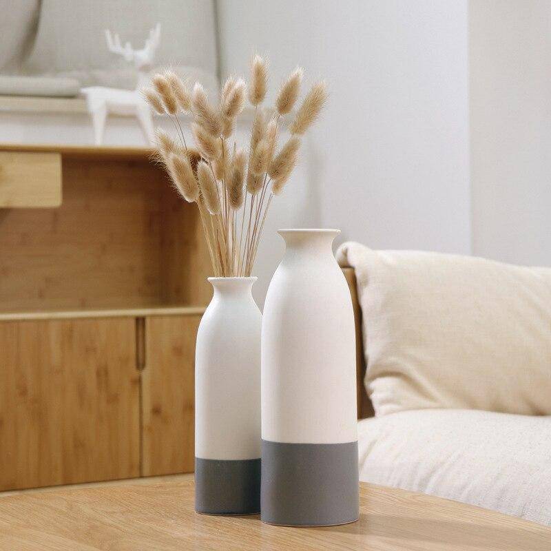 Japanese style white and grey ceramic design vase