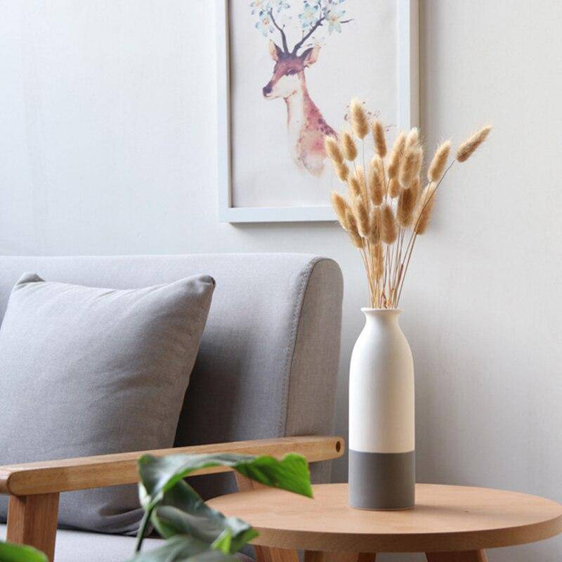 Vase design en céramique blanc et gris style japonais