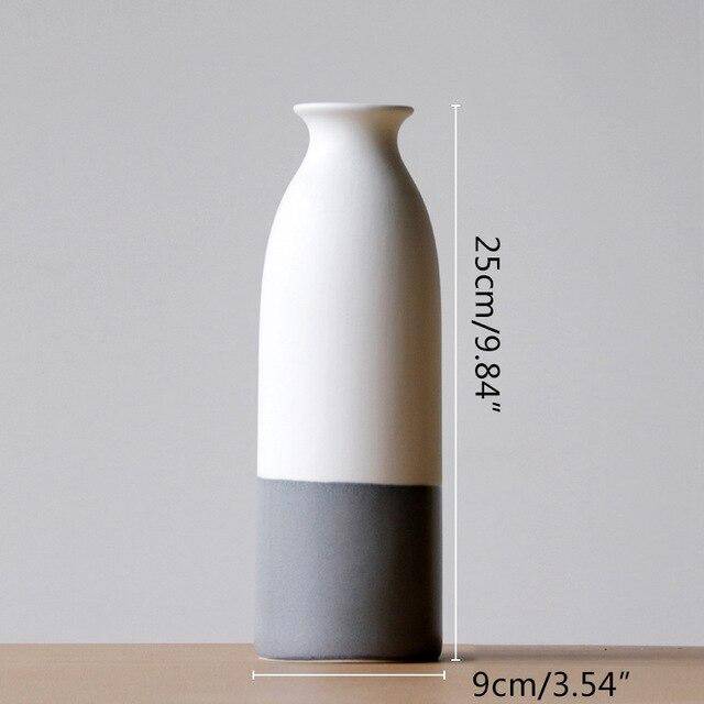 Vase design en céramique blanc et gris style japonais