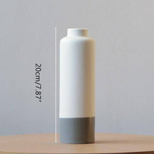 Vase design en céramique blanc et gris style japonais - vue 7 sur 9